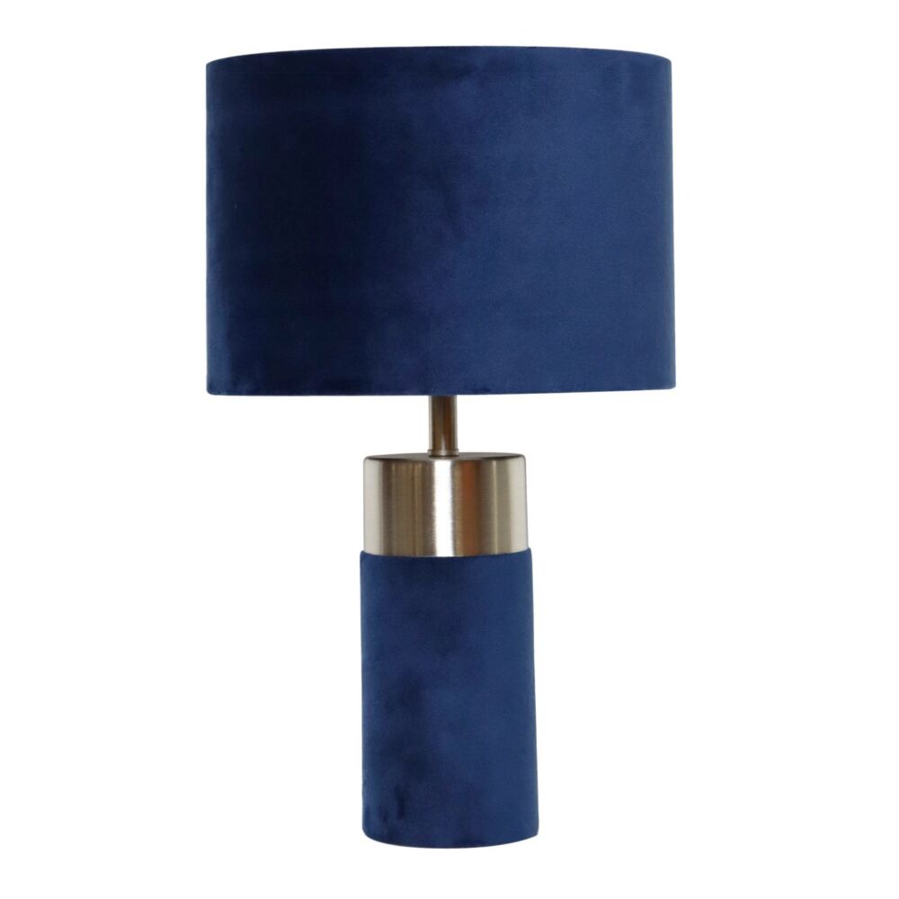 Set of Navy Blue Velour Velvet Table Lamps