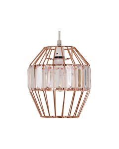 Beaded - Copper Cage Pendant Shade with Clear Prism Detail