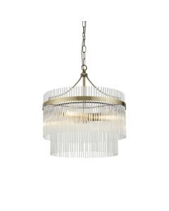 Endon Lighting - Marietta - 99167 - Antique Brass Clear Glass 3 Light Ceiling Pendant Light