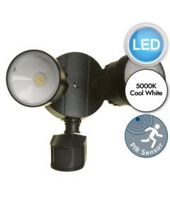 Lutec - Shrimp - 7622104330 - LED Black Clear 2 Light IP54 Outdoor Sensor Floodlight