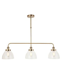 Endon Lighting - Hansen - 103014 - Antique Brass Clear Glass 3 Light Bar Ceiling Pendant Light