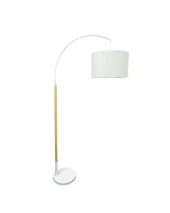 Kyrie - White with Wood Overreach Floor Lamp