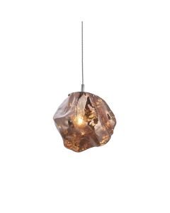 Endon Lighting - Rock - 97655 - Chrome Copper Glass Ceiling Pendant Light
