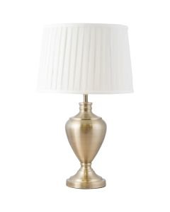 58cm Urn Style Table Lamp in Antique Brass with Ivory Pleated Shade