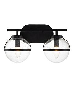 Hinkley Lighting - Hollis - HK-HOLLIS2-C-BK-BATH - Black Clear Seeded Glass 2 Light IP44 Bathroom Wall Light