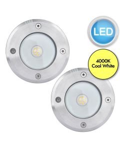 Set of 2 Cydops - LED Stainless Steel Clear Glass IP65 Outdoor Ground Lights