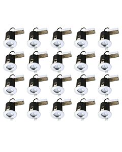 Set of 20 Fire Rated Downlights - Chrome Fixed Recessed Downlight