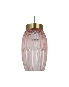 Facet - Antique Brass with Pink Faceted Glass Pendant Shade