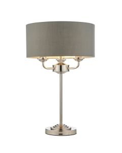 Endon Lighting - Highclere - 99149 - Nickel Charcoal 3 Light Table Lamp With Shade