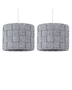 Set of 2 Warner - Grey Felt Weave Easy Fit Pendant Shades