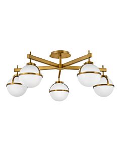 Hinkley Lighting - Hollis - HK-HOLLIS-5-O-HB - Heritage Brass Opal Glass 5 Light IP44 Bathroom Ceiling Light