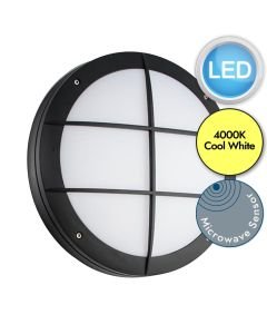Saxby Lighting - Luik - 61650 & 72180 - LED Black Opal Microwave 18w Gear Tray Grill Casing Outdoor Sensor Bulkhead Light