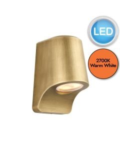 Finisterre - LED Gold Frosted Glass IP44 Outdoor Wall Washer Light