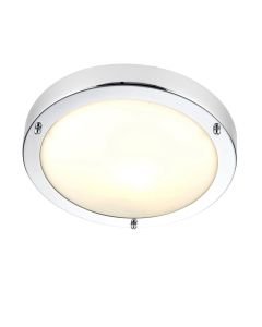 Saxby Lighting - Portico - 59850 - Chrome Frosted Glass IP44 Bathroom Ceiling Flush Light