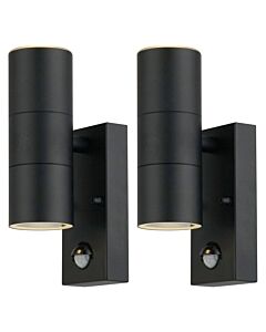Set of 2 Blaze - Black Outdoor Up Down Motion Sensor Wall Lights