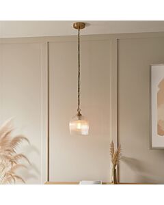 Endon Lighting - Ashcroft - 120625 - Aged Brass Clear Ribbed Glass Ceiling Pendant Light