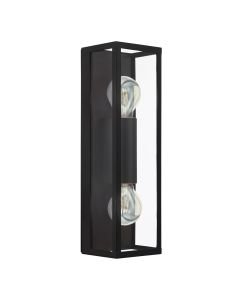 Eglo Lighting - Amezola - 99124 - Black Clear Glass 2 Light IP44 Bathroom Wall Light