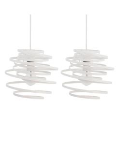 Set of 2 White Metal Swirl Easy Fit Light Shades