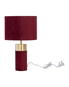 Burgundy Velvet with Brass Detail Table Lamp