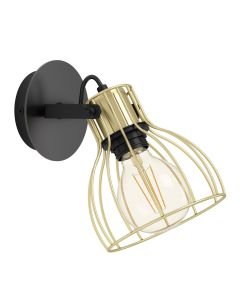 Eglo Lighting - Sambatello - 900382 - Black Wood Brushed Brass Spotlight