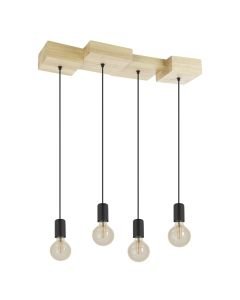 Eglo Lighting - Halkin - 43799 - Wood Black 4 Light Bar Ceiling Pendant Light