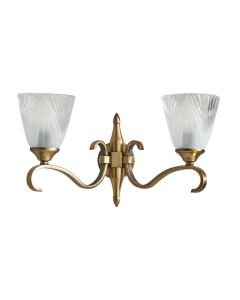 Interiors 1900 - Columbia - 63451 - Antique Brass Clear Frosted Glass 2 Light Wall Light