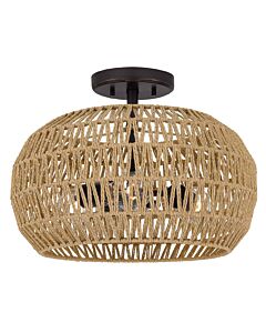 Quoizel Lighting - Casablanca - QZ-CASABLANCA-3SF-PBZ - Palladian Bronze Natural Paper String 3 Light Flush Ceiling Light
