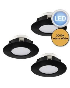 Eglo Lighting - Set of 3 Pineda - 900744 - LED Black IP44 Bathroom Recessed Ceiling Downlights