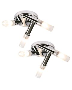 Set of 2 Chrome IP44 Bathroom Triple Ceiling Lights
