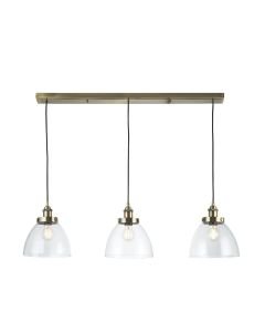 Endon Lighting - Hansen - 98114 - Antique Brass Clear Glass 3 Light Ceiling Pendant Light