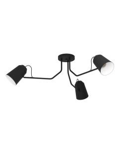 Eglo Lighting - Loreto - 900188 - Black White 3 Light Flush Ceiling Light