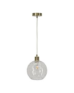 Barnum - Clear Dimple Glass Globe with Satin Brass Pendant Fitting