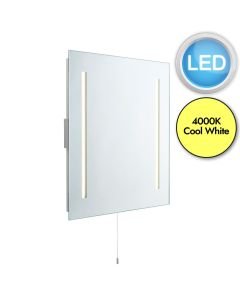 Saxby Lighting - Glimpse - 72360 - LED Mirrored Glass Silver 2 Light IP44 Pull Cord Bathroom Mirror Shaver Light