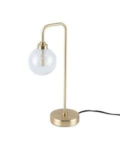 Toner - Satin Brass with Clear Glass Globe Table Lamp