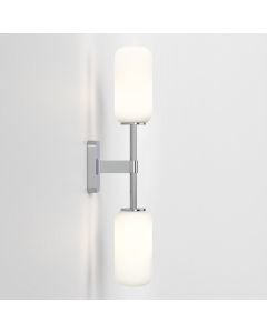 Astro Lighting - Tacoma Twin 1429002 & 5036009 - IP44 Polished Chrome Wall Light with Opal Reed Glass Shades