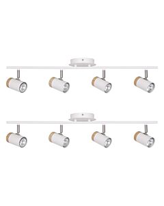 Set of 2 Stratton - White with Wood Detail Four Way Spotlights