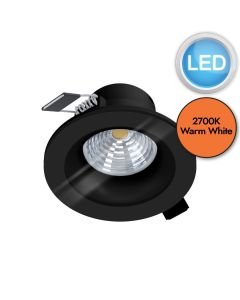 Eglo Lighting - Salabate - 99493 - LED Black Clear Glass IP44 Bathroom Recessed Ceiling Downlight