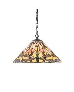 Interiors 1900 - Ashton - 63923 - Dark Bronze Tiffany Glass Ceiling Pendant Light