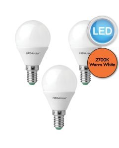 3 x 5.5W LED E14 Golf Ball Dimmable Light Bulbs - Warm White