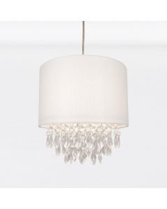 Ivory Faux Silk Jewelled Pendant Shade