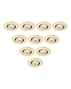 Saxby Lighting - Set of 10 Saxby ShieldONE 75 - 113315 & 113320 - Brass Tilt Recessed Fire Rated Ceiling Downlights
