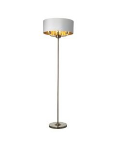 Endon Lighting - Highclere - 98935 - Antique Brass Vintage White 3 Light Floor Lamp