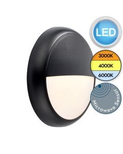 Saxby Lighting - Hero - 95549 & 95541 - LED Black Opal IP65 Microwave Eyelid Bezel Outdoor Sensor Bulkhead Light