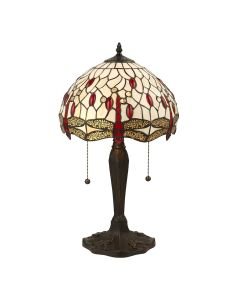 Interiors 1900 - Dragonfly - 64086 - Dark Bronze Tiffany Glass 2 Light Table Lamp