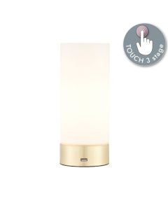 Endon Lighting - Dara - 69520 - Brushed Brass Opal Glass Touch USB Power Output Table Lamp