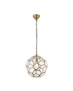 Endon Lighting - Miele - 69784 - Antique Brass Clear Glass Ceiling Pendant Light