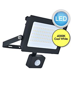 Lutec - Halo - 7801707012 - Black Clear Glass IP44 Outdoor Sensor Floodlight