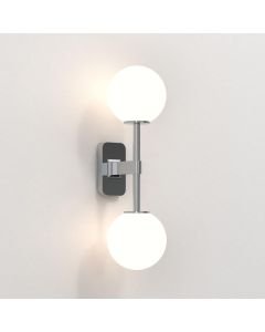 Astro Lighting - Tacoma Twin 1429002 & 5036001 - IP44 Polished Chrome Wall Light with White Glass Shades