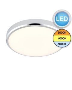Saxby Lighting - Cobra CCT - 94520 - LED Opal Chrome IP44 Bathroom Ceiling Flush Light