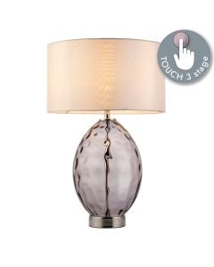 Martin - Nickel Grey Glass Vintage White Touch Table Lamp With Shade